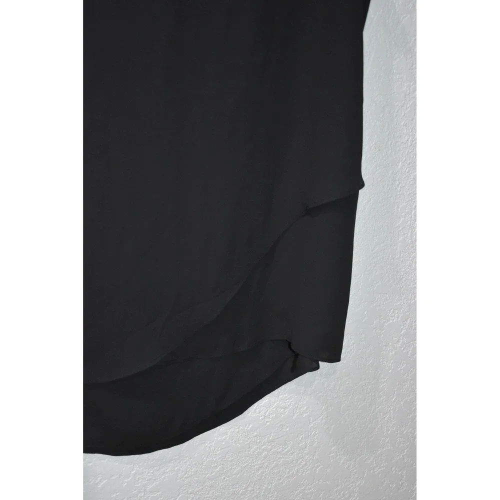 Chicos 2/Large Sleeveless Top Tulip Layered Black Blouse Back Exposed Zipper